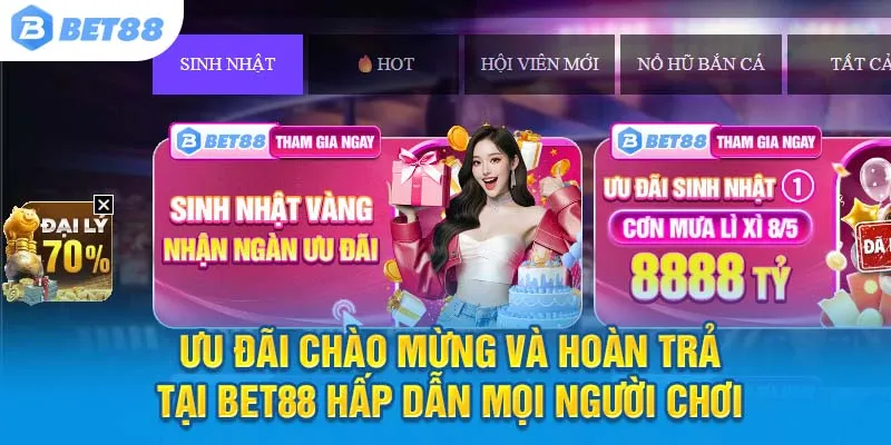 Ưu đãi chào mừng và hoàn trả tại Bet88 hấp dẫn mọi người chơi